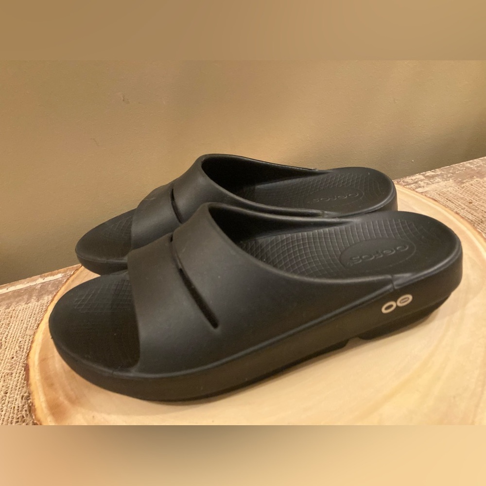 Oofos OOahh Sport Slide Mens Sz 5 Womens 7 Black‎ Oofoam Arch Support Sandals